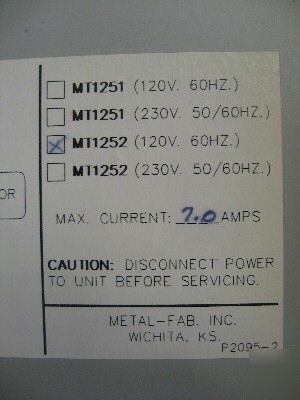 Micro air industrial air cleaning system model MT1252