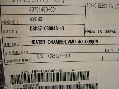 Tel tokyo electron heater chamber vmu-40-009(01)