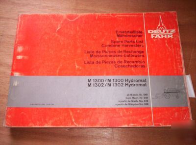 Deutz-fahr M1300 series combine spare parts manual