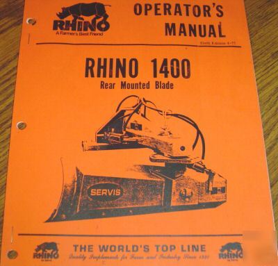 Rhino 1400 rear mounted blade operators manual