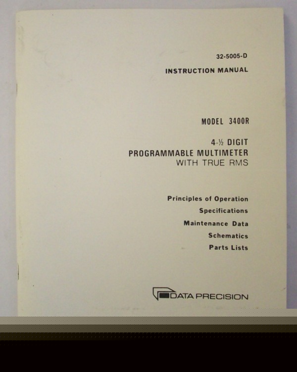 Data precision 3400R multimeter op/service manual