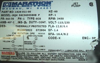 One hp utility pool electric pump marathon electric