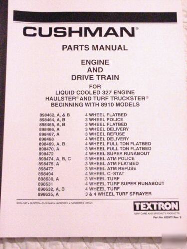 #1 cushman haulster & truckster parts manual mint 