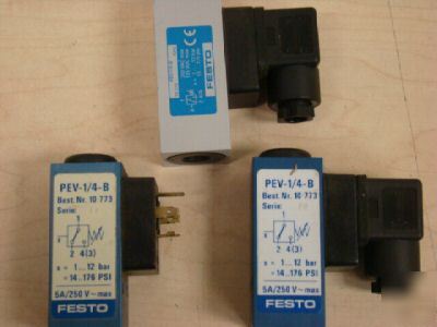 New (3) festo pev-1/4-b solenoid, =k