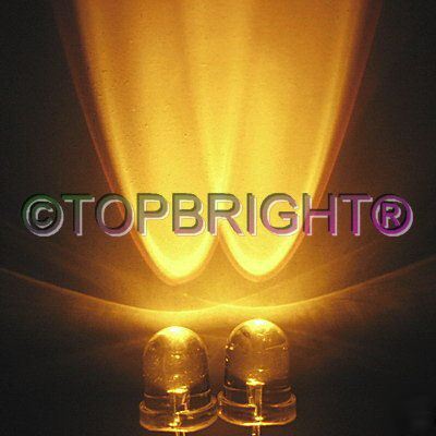 New 1000 pcs 8MM wide angle 45KMCD yellow led f/r 40Â° 