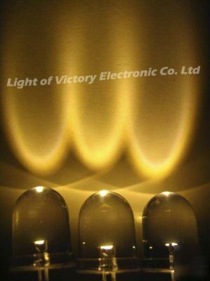 500P 10MM warm white led 85,000MCD 60Â° 3000K + resistor