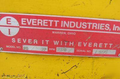 20 hp everett abrasive cut-off saw 20-22 