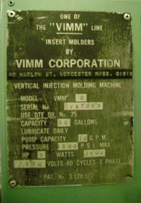 Vimm shuttle injection molding machine - insert molder 
