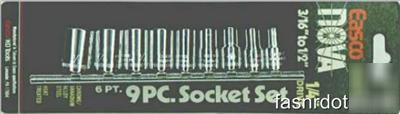 Easco nova 9PC 6 pt socket set 3/16
