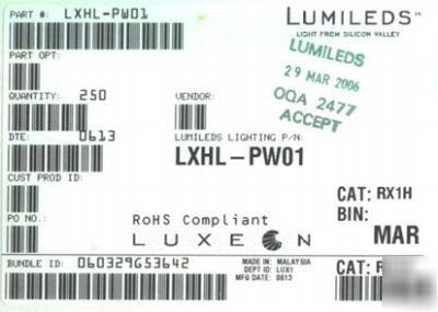 Luxeon PW01 high output white led's 10 pcs 1 watt