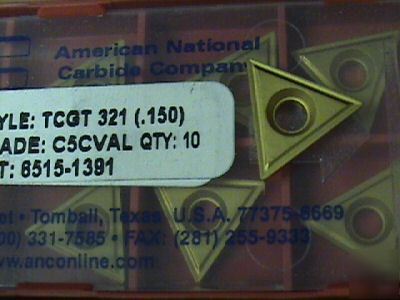 75 TCGT321 (TT321) inserts coated C5 grade anc