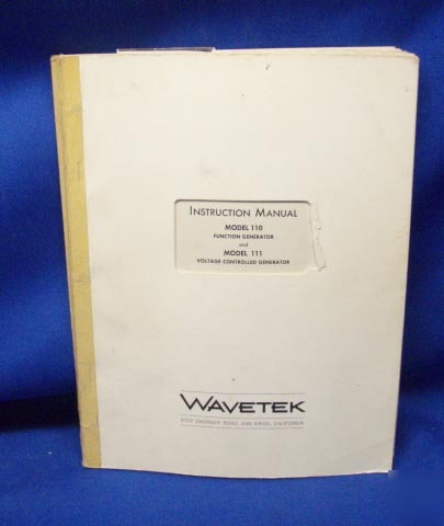 Wavetek model 110 111 instruction manual w/schematics