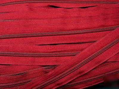 #5 nylon coil zipper chain 100YD (519) dark red