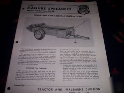 Ford 20-15 thru 20-20 manure spreaders oper instrs