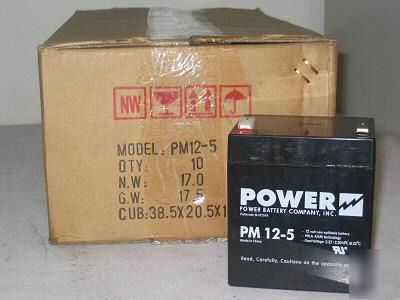 Case (10) 12 volt 5 ah sealed rechargeable batteries