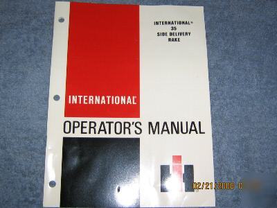 Ih 35 side delivery rake operators manual international