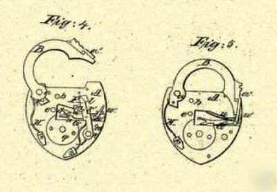 Padlock 1861 us patent art PRINT_L095