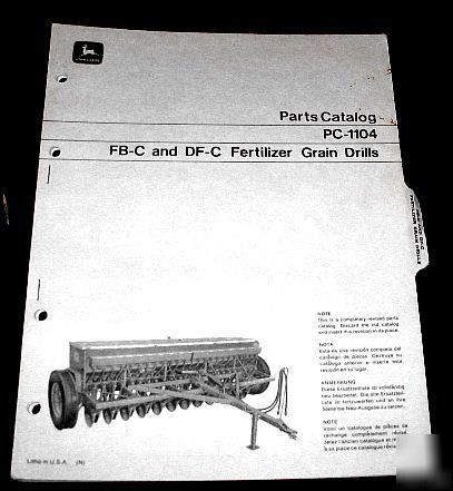 John deere fb-c and df-c fertilizer grain drill pc 1104