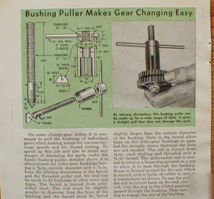 Metal lathe change gear bushing puller plans