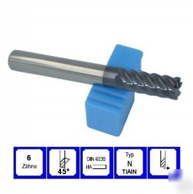End mill 10.00 mm 6 flute 45Â° tiain vhm