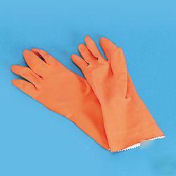 Galaxy orange flock-lined rubber gloves - medium - doz
