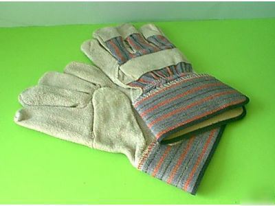 Leather work gloves with cuff, one dozen pair