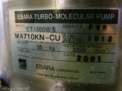 Ebara turbomolecular turbopump et 1600W