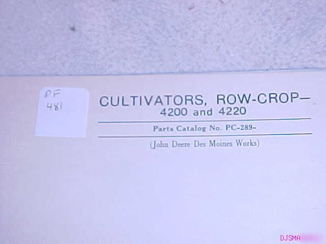 John deere 4200 4220 row crop cultivator parts catalog