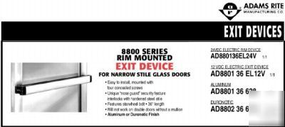 Adams rite 8801-36 rim exit device crash bar