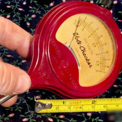 Vintage ge voltmeter ~ dual range ~ 3 / 9 volt dc ~ 